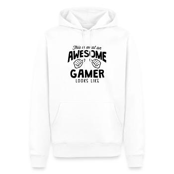 awesome gamer looks like - Men’s Premium Organic Hoodie - white - Front - Nico (187cm)