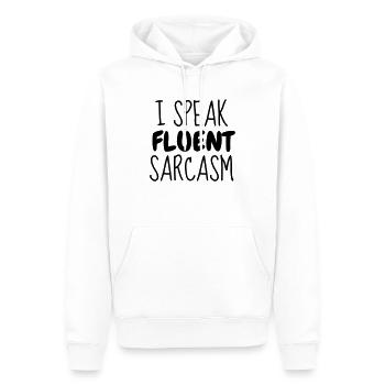 Fluent Sarcasm - Humor - Funny - Joke - Friend - Sweat à capuche Premium bio Homme - blanc - Devant - Nico (187cm)