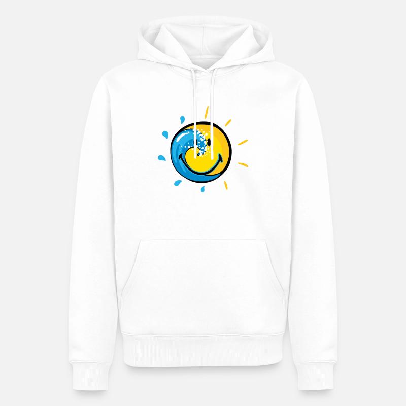 Smiley Splash Sun - Sweat à capuche Premium bio Homme - blanc