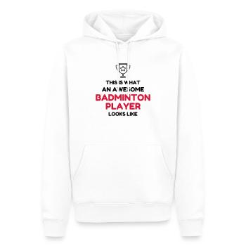 Badminton / Badminton Player / Birdie / Sport - Männer Premium Bio Hoodie - Weiß - Vorne - Nico (187cm)