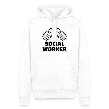 Assistant social - Sweat à capuche Premium bio Homme - blanc - Devant - Nico (187cm)