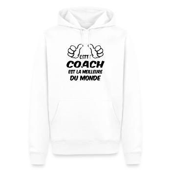 Meilleure coach du monde - Sweat à capuche Premium bio Homme - blanc - Devant - Nico (187cm)