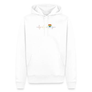 Gay Pride Regenbogenherz - Männer Premium Bio Hoodie - Weiß - Vorne - Nico (187cm)