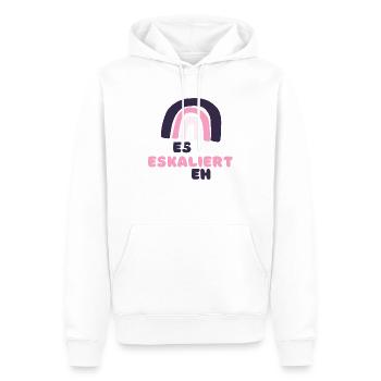 Es eskaliert eh - Männer Premium Bio Hoodie - Weiß - Vorne - Nico (187cm)