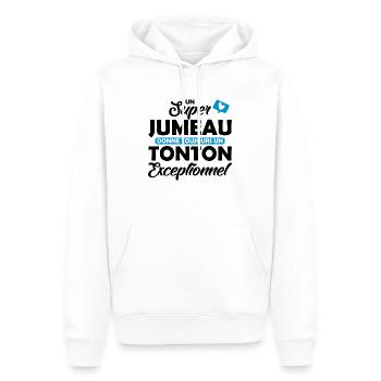 super jumeau - tonton exceptionnel / futur tonton - Sweat à capuche Premium bio Homme - blanc - Devant - Nico (187cm)