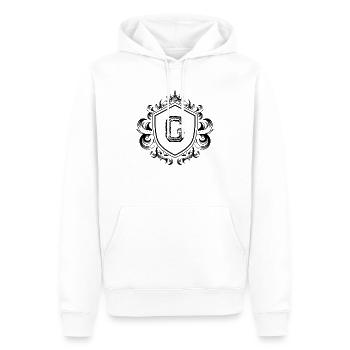 G Letter Coat of Arms - Men’s Premium Organic Hoodie - white - Front - Nico (187cm)
