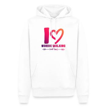 J’adore la marche nordique - Sweat à capuche Premium bio Homme - blanc - Devant - Nico (187cm)