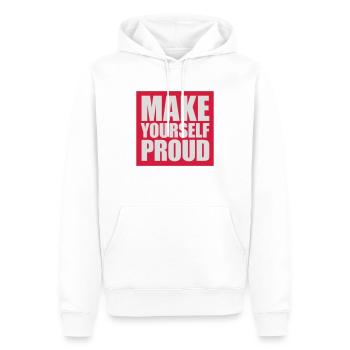 make yourself proud Zitat - Männer Premium Bio Hoodie - Weiß - Vorne - Nico (187cm)
