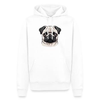 Mops - Männer Premium Bio Hoodie - Weiß - Vorne - Nico (187cm)