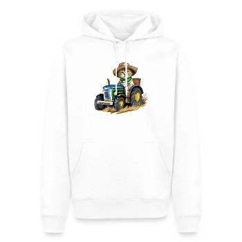 Chat fermier - Sweat à capuche Premium bio Homme - blanc - Devant - Nico (187cm)