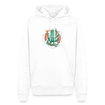 "See you at Bodensee" - Lustiges Motiv mit Oktopus - Männer Premium Bio Hoodie - Weiß - Vorne - Nico (187cm)