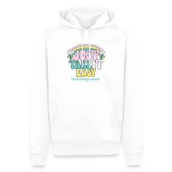 Allez-y doucement - Sweat à capuche Premium bio Homme - blanc - Devant - Nico (187cm)