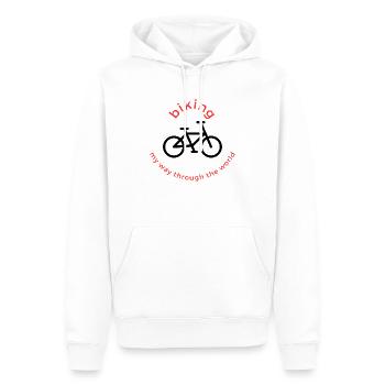 Cyclisme - Sweat à capuche Premium bio Homme - blanc - Devant - Nico (187cm)