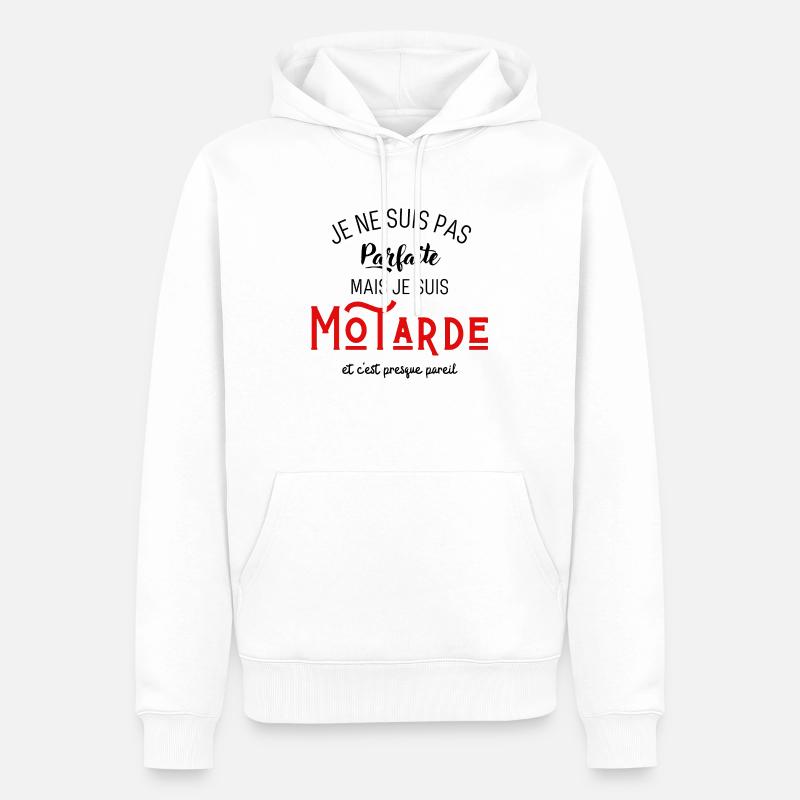 Pas parfaite mais motarde - Sweat à capuche Premium bio Homme - blanc