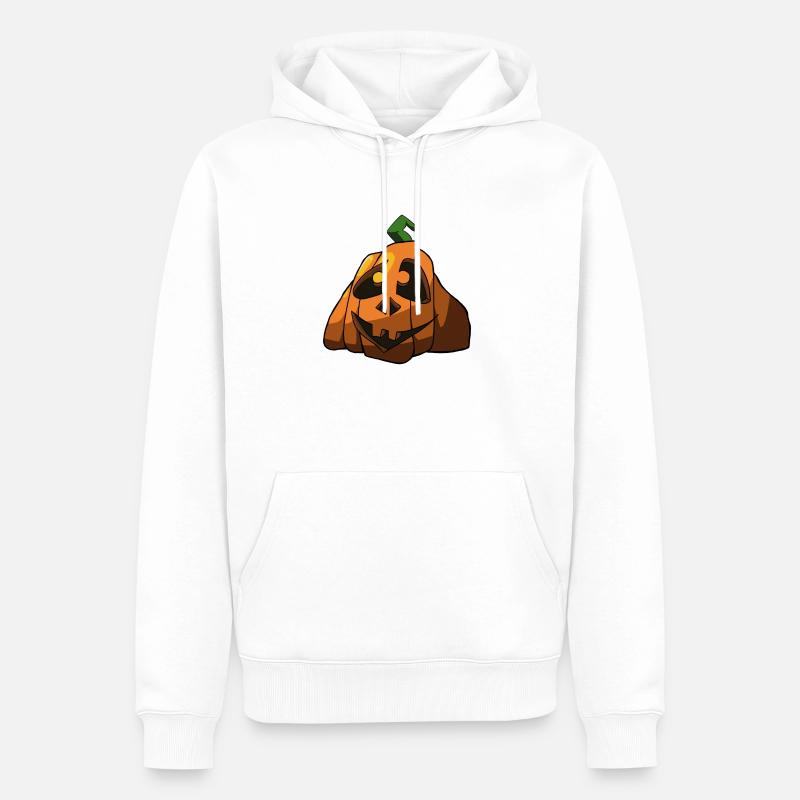 Tête de citrouille joyeuse - Sweat à capuche Premium bio Homme - blanc