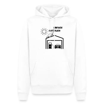 Nachhaltigkeit - E-Mobilität ganz natürlich - Männer Premium Bio Hoodie - Weiß - Vorne - Nico (187cm)