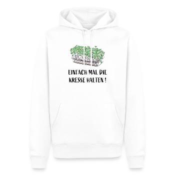 Einfach mal die Kresse halten - Männer Premium Bio Hoodie - Weiß - Vorne - Nico (187cm)
