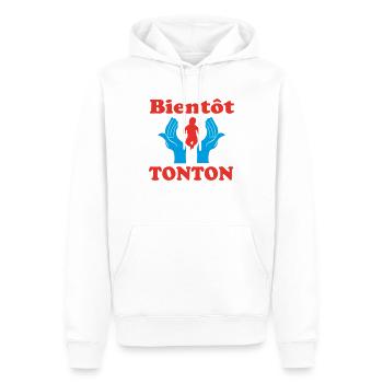 BIENTOT TONTON - Sweat à capuche Premium bio Homme - blanc - Devant - Nico (187cm)
