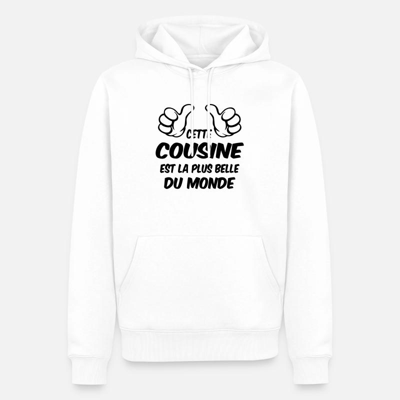 MEILLEURE COUSINE - Sweat à capuche Premium bio Homme - blanc