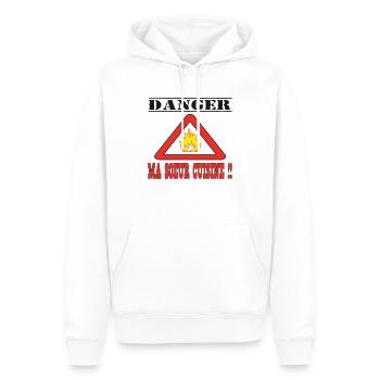 Danger ma soeur cuisine - Sweat à capuche Premium bio Homme - blanc - Devant - Nico (187cm)