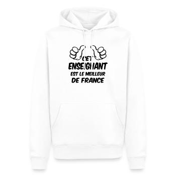 MEILLEUR ENSEIGNANT - Sweat à capuche Premium bio Homme - blanc - Devant - Nico (187cm)
