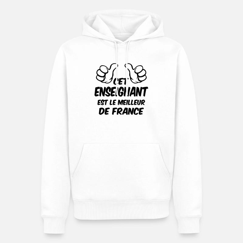 MEILLEUR ENSEIGNANT - Sweat à capuche Premium bio Homme - blanc