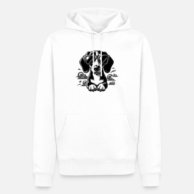 Teckel noir et blanc - Sweat à capuche Premium bio Homme - blanc