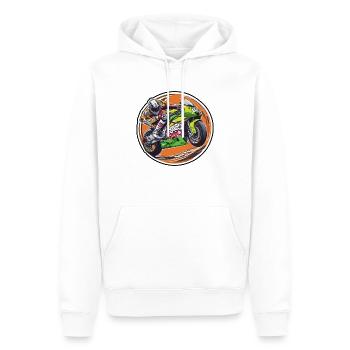 Sportliches Motorrad-Logo - Männer Premium Bio Hoodie - Weiß - Vorne - Nico (187cm)