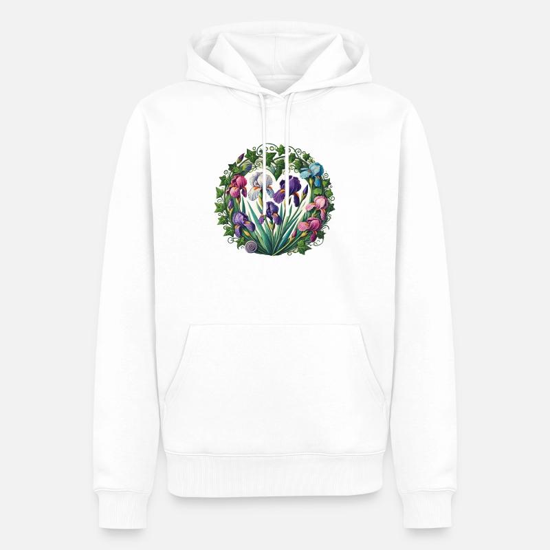 Iris - Sweat à capuche Premium bio Homme - blanc