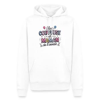 Elue coiffeuse et maman de l'année - Sweat à capuche Premium bio Homme - blanc - Devant - Nico (187cm)