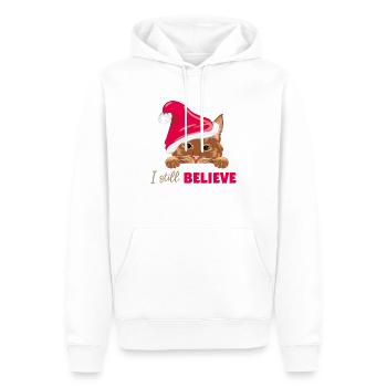 Niedliche guckende rothaarige Katze mit Weihnachtsmannmütze - Männer Premium Bio Hoodie - Weiß - Vorne - Nico (187cm)