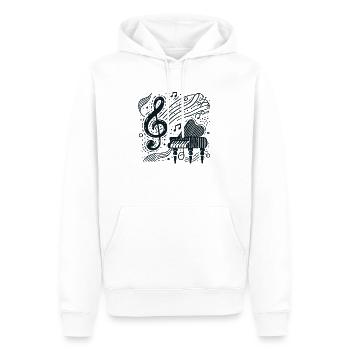 Illustration abstraite de piano et clé de musique - Sweat à capuche Premium bio Homme - blanc - Devant - Nico (187cm)