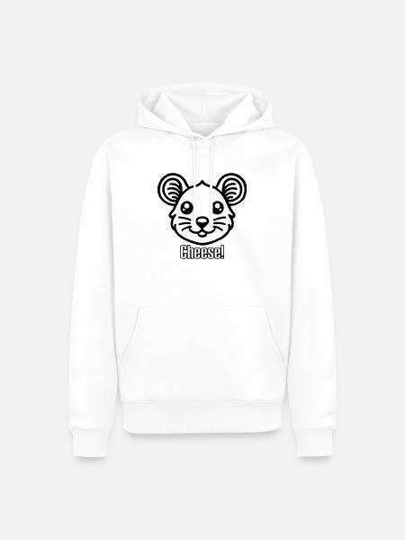 Niedlich aussehende Maus - "Cheese" Design - Herre Premium økologisk hoodie - hvid