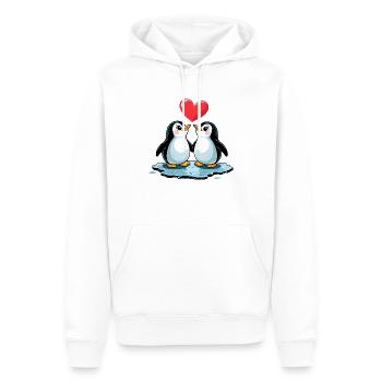 Style BD Pingouin En Couple Amoureux - Sweat à capuche Premium bio Homme - blanc - Devant - Nico (187cm)