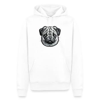 Mops – süß und gesellig - Männer Premium Bio Hoodie - Weiß - Vorne - Nico (187cm)