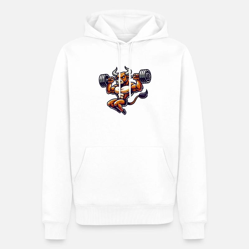 bull bodybuilder comic - Men’s Premium Organic Hoodie - white