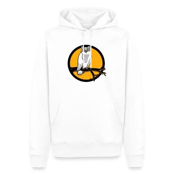 hibou aigle hibou branche arbre forêt lune nuit pleine lune ronde - Sweat à capuche Premium bio Homme - blanc - Devant - Nico (187cm)