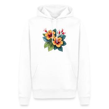 Hibiscus - Men’s Premium Organic Hoodie - white - Front - Nico (187cm)