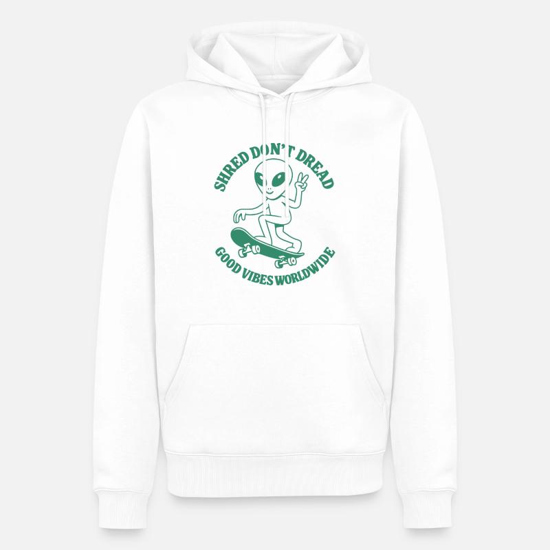Skateboard Alien Vibes - Sweat à capuche Premium bio Homme - blanc