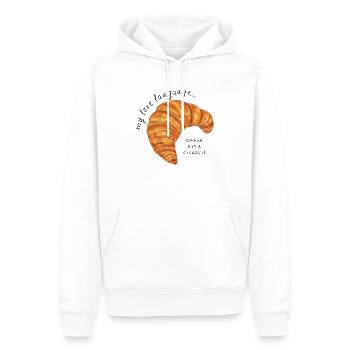 Croissant et café Amour Langue Petit-déjeuner - Sweat à capuche Premium bio Homme - blanc - Devant - Nico (187cm)