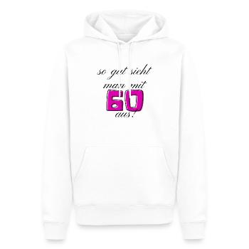 60.Geburtstag - Männer Premium Bio Hoodie - Weiß - Vorne - Nico (187cm)