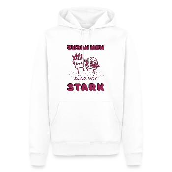 Zusammen sind wir stark - Freunde - Männer Premium Bio Hoodie - Weiß - Vorne - Nico (187cm)