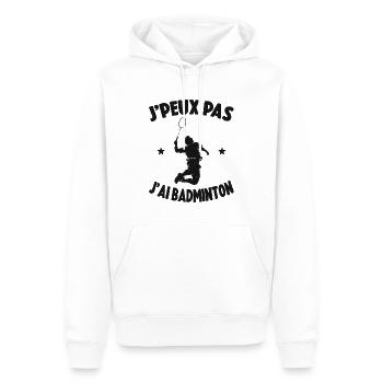 Je Peux Pas J'ai Badminton Cadeau Joueur Badminton - Sweat à capuche Premium bio Homme - blanc - Devant - Nico (187cm)