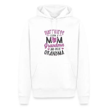 Le bonheur c'est maman grand-mère et arrière-grand-mère - Sweat à capuche Premium bio Homme - blanc - Devant - Nico (187cm)