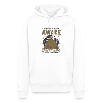 Just Because I'm Awake Doesnt Mean I'm Ready To Do - Männer Premium Bio Hoodie - Weiß - Vorne - Nico (187cm)