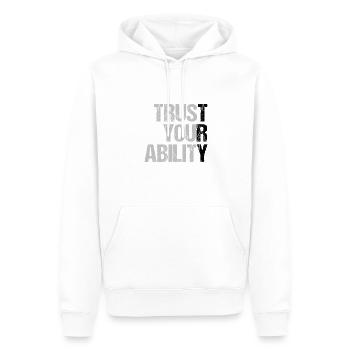 trust your ability - Motivation - Men’s Premium Organic Hoodie - white - Front - Nico (187cm)