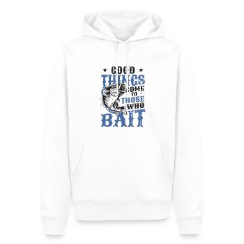 Dinge kommen zu denen, die das Fischfischen ködern - Männer Premium Bio Hoodie - Weiß - Vorne - Nico (187cm)