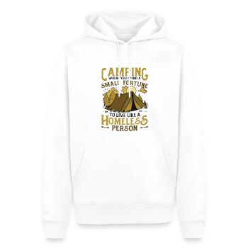 Camping, verbringen Sie ein kleines Vermögen. - Männer Premium Bio Hoodie - Weiß - Vorne - Nico (187cm)