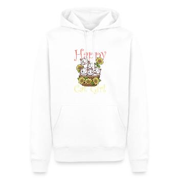 Chat chat heureux Chat Chaton - Sweat à capuche Premium bio Homme - blanc - Devant - Nico (187cm)