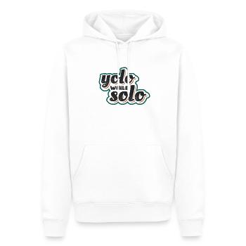 Solo proud single, Happy single - Sweat à capuche Premium bio Homme - blanc - Devant - Nico (187cm)